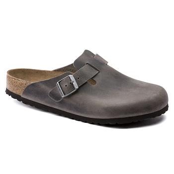 Boston Birkenstock Soft Footbed Oiled Kozene Panske Siva | SK 360JPQ